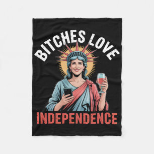 Es Love Independence Funny 4th Of July For Women Fleece Blanket