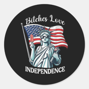 Es Love Independence Funny 4th Of July Retro Classic Round Sticker