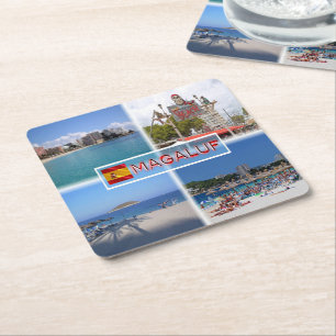 ES Mallorca - Megaluf - Beach - Sea View Square Paper Coaster