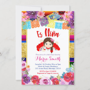 es niña Mexican Spanish Girl Baby Shower Invitation