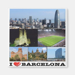 ES - Spain - Barcelona - I Love - Collage Mosaic Magnet