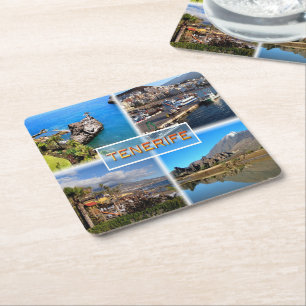ES Tenerife - Los Gigantos - Santa Cruz - El Teide Square Paper Coaster