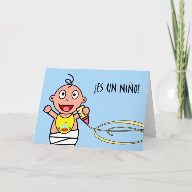 Es un Niño! Congratulations on New Baby in Spanish Card (Front)