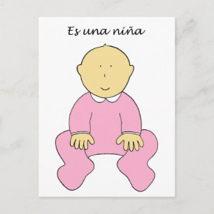 Es una Niña It's a Girl in Spanish Announcement Postcard