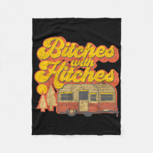 Es With Hitches Funny Retro Camping Rv Camper Gift Fleece Blanket