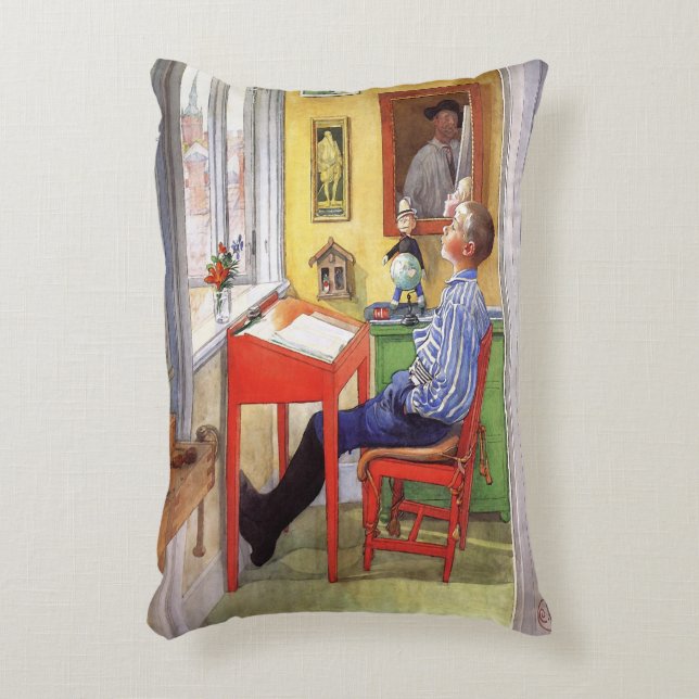 Esbjorn Doing His Homework by Carl Larsson Decorative Cushion (Front(Vertical))