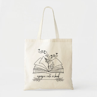 Escape Into a Book tote bag, gifts for book lovers Bag