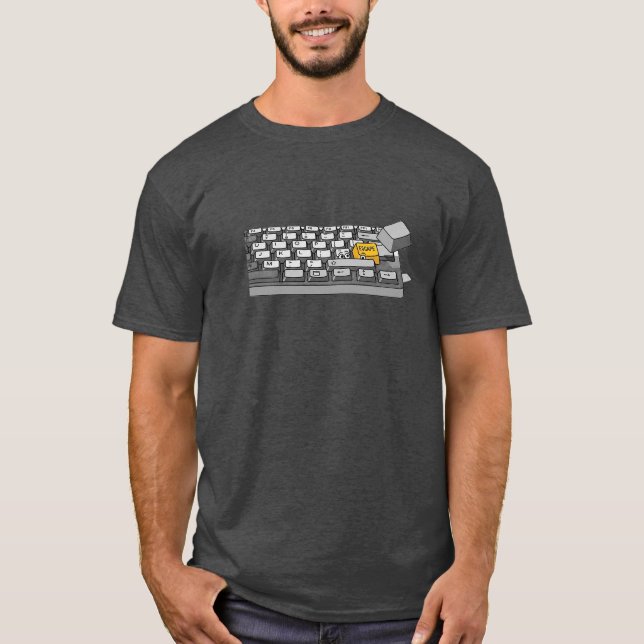 Escape Key Cartoon T-Shirt | Funny Programmer (Front)