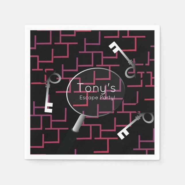 Escape Party Maze Keys Supplies Napkins (Front)