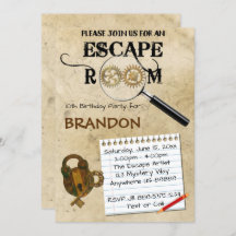 Escape Room Birthday Invitation