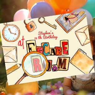 Escape room birthday invitation