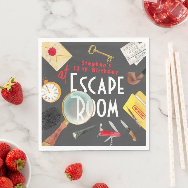 Escape room birthday napkin (Insitu)