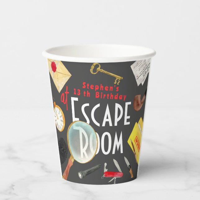 Escape room birthday paper cups (Front)