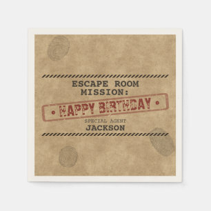 Escape Room Birthday Party Mystery Custom Vintage Napkin
