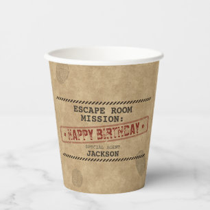 Escape Room Birthday Party Mystery Custom Vintage Paper Cups