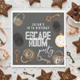Escape room birthday party napkin