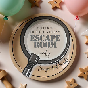 Escape room birthday party paper plate