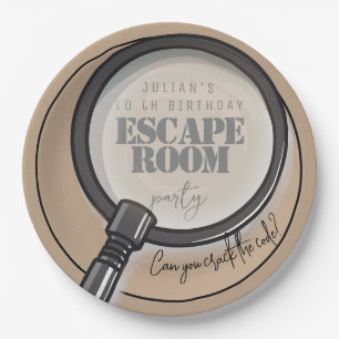 Escape room birthday party paper plate