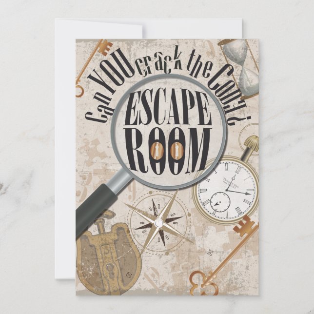 Escape Room Game Personalised Birthday Party Invitation (Front)