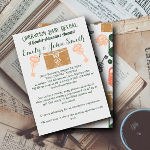 Escape Room Gender Reveal Baby Shower Gold Invitation