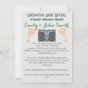 Escape Room Gender Reveal Baby Shower Grey Invitation