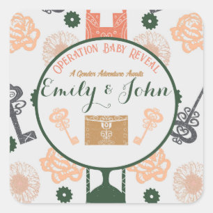 Escape Room Gender Reveal Baby Shower Square Sticker