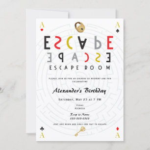 Escape Room Mystery Birthday Party Invitation