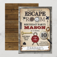 Escape room mystery solving challenge birthday