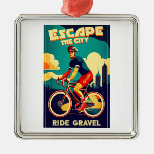 Escape The City Ride Gravel Cycling Metal Ornament