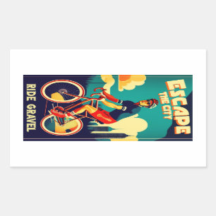 Escape The City Ride Gravel Cycling Rectangular Sticker