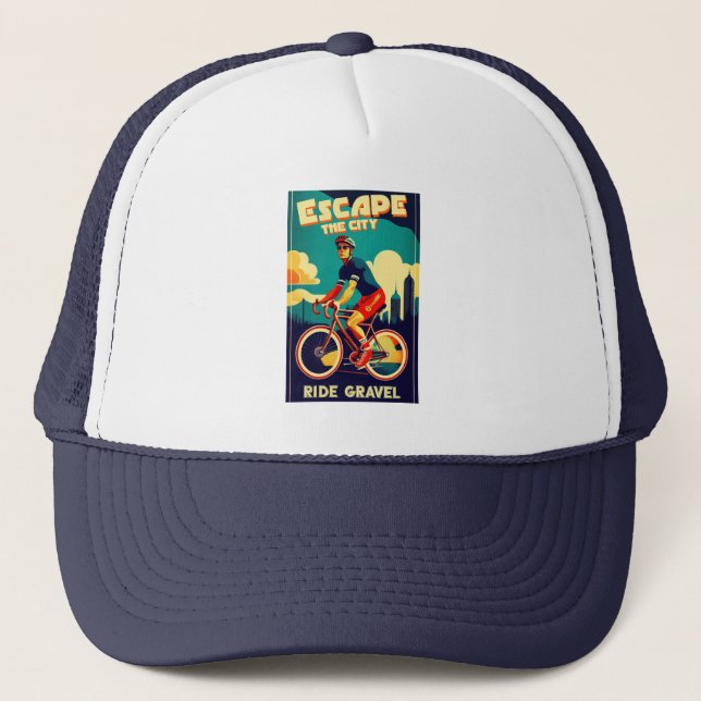 Escape The City Ride Gravel Cycling Trucker Hat (Front)