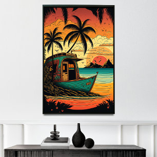 Escape to Fiji's Coral Reef Beach Cabanas Poster
