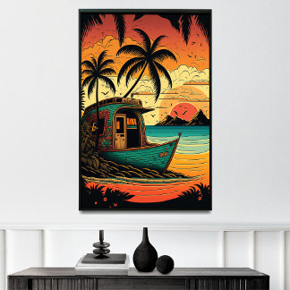 Escape to Fiji's Coral Reef Beach Cabanas Poster