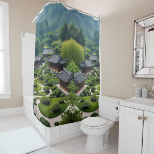 "Escape to Serenity – Scenic Mountain Shower Curtain
