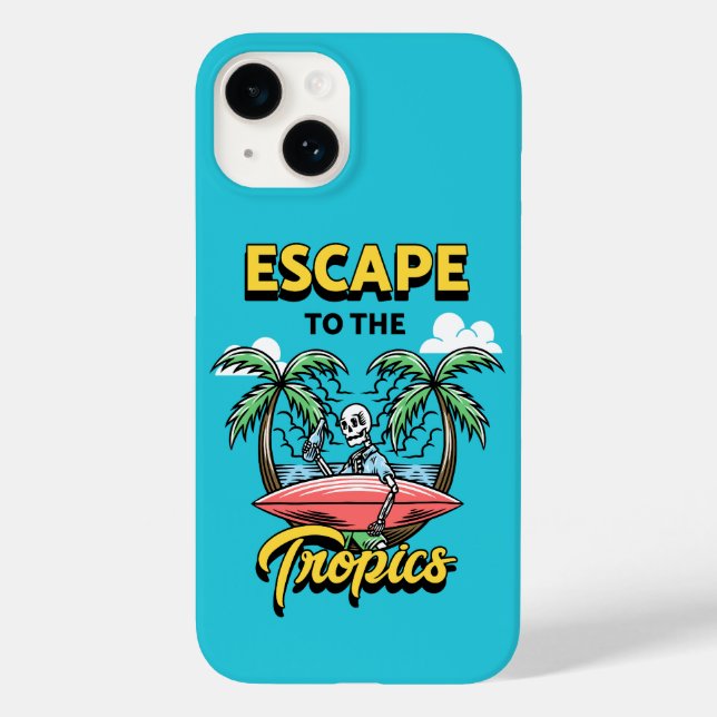 Escape to the Tropics Skeleton Surf Case-Mate iPhone Case (Back)