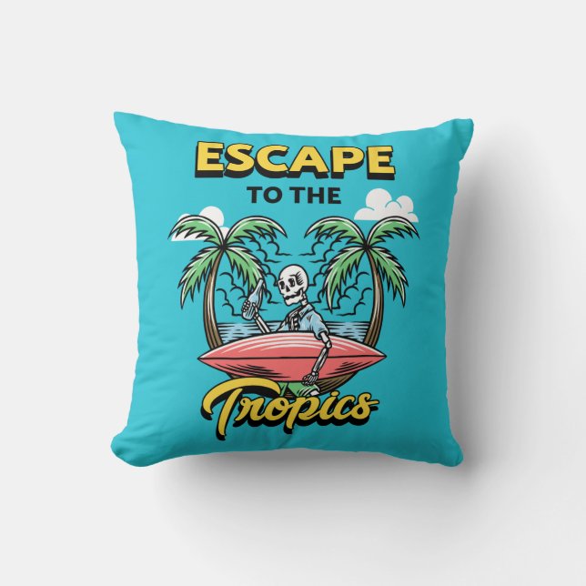 Escape to the Tropics Skeleton Surf Cushion (Front)
