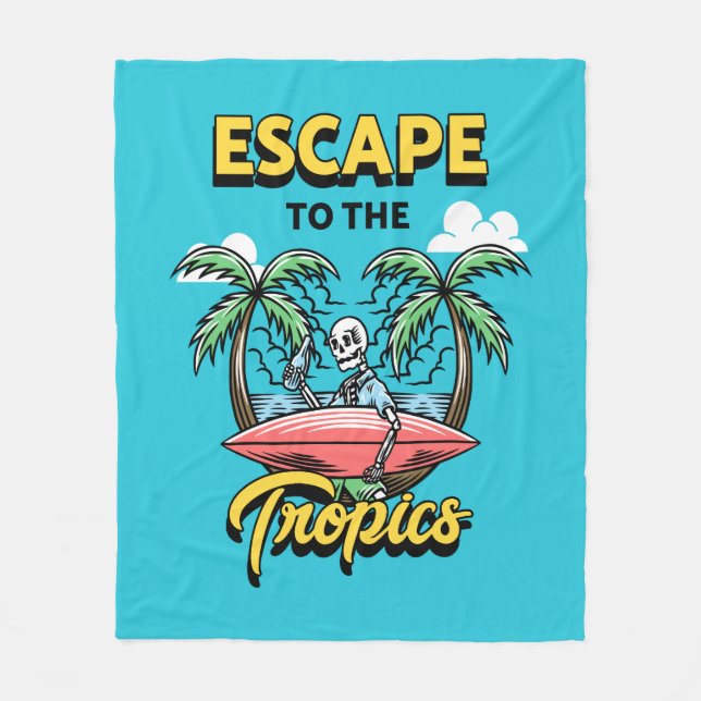 Escape to the Tropics Skeleton Surf Fleece Blanket (Front)