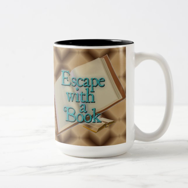 Escape With A Book Brown Diamond Background Mug (Right)