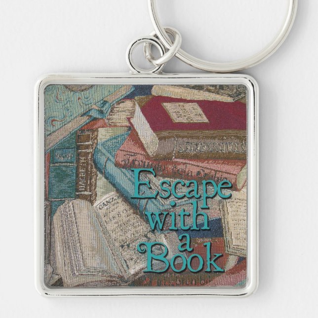 Escape With A Book Square Key Chain (Front)