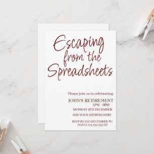 Escaping from the spreadsheets Funny Retirement  Invitation