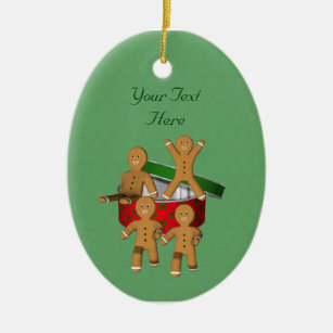 Escaping Gingerbread Men Holiday Ceramic Ornament