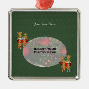 Escaping Gingerbread Men Holiday Photo Ornament