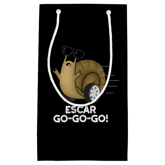 Escar-go-go-go Funny French Snail Pun Dark BG Small Gift Bag (Front)