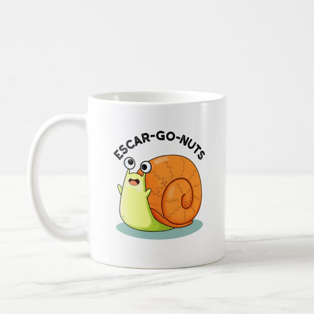 Escar-go Nuts Funny Escargot Snail Pun  Coffee Mug (Left)