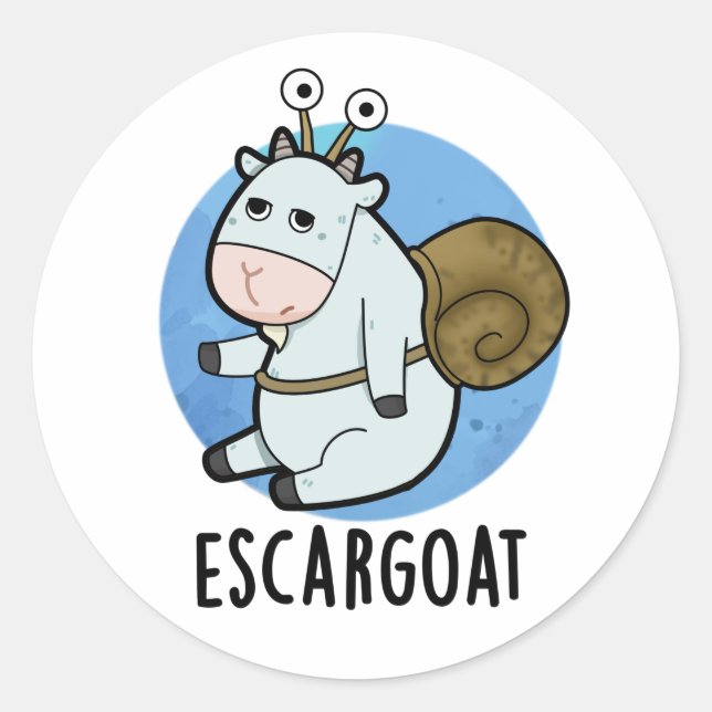 Escar-goat Funny French Snail Pun  Classic Round Sticker (Front)