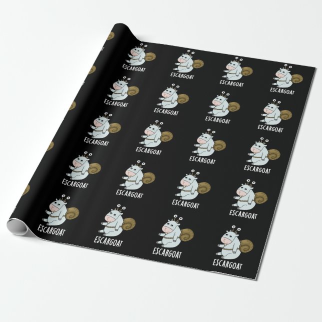 Escar-goat Funny French Snail Pun Dark BG Wrapping Paper (Unrolled)