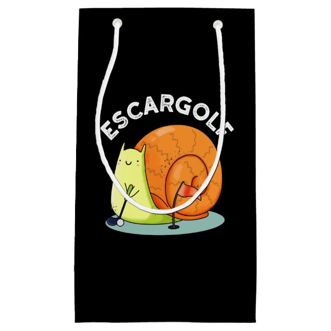 Escar-golf Funny Escargot Snail Pun Dark BG Small Gift Bag (Front)