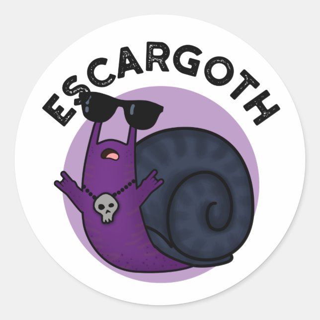 Escar-goth Funny Cool Goth Snail Pun Classic Round Sticker (Front)