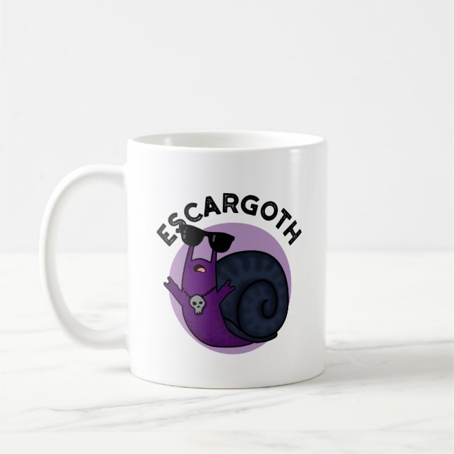 Escar-goth Funny Cool Goth Snail Pun Coffee Mug (Left)