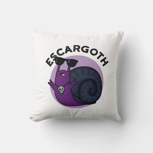 Escar-goth Funny Cool Goth Snail Pun Cushion (Front)
